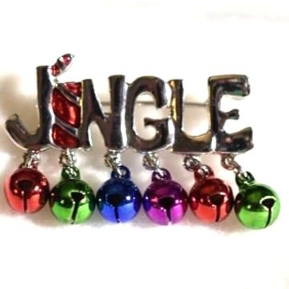 Vintage Jingle Jangle Christmas Bells Silver Tone Cheeky Chic Brooch